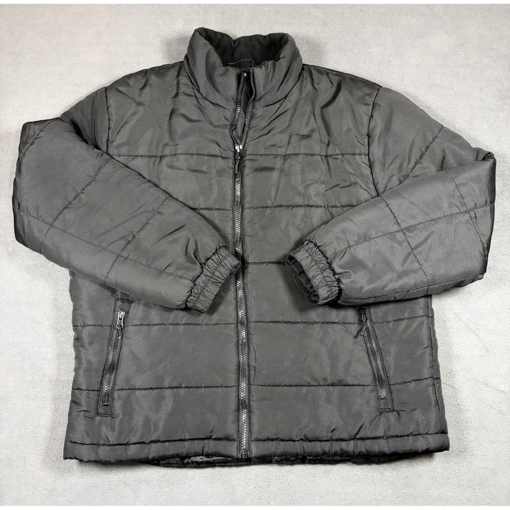 Surplus Puffer Jacket Mens Large Black Quilted Full Zip Padded Coat